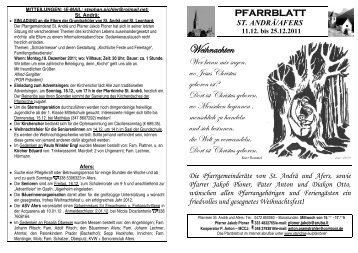 Pfarrbrief 11.12. - Feriendorf St. Andrä bei Brixen