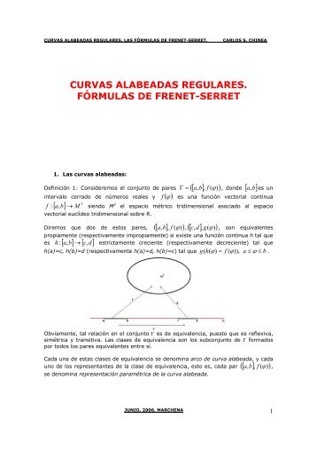 curvas alabeadas regulares. fórmulas de frenet-serret - Casanchi