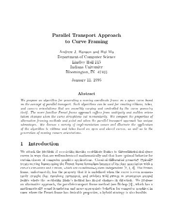 Parallel Transport Approach to Curve Framing 1 ... - Indiana University