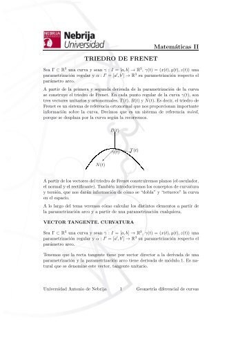 Matemáticas II TRIEDRO DE FRENET