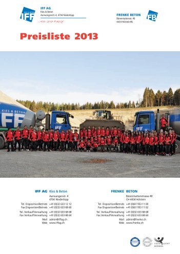 Preisliste IFF AG_2013