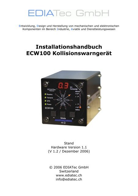 Installationshandbuch ECW100 Kollisionswarngerät - EDIATec GmbH