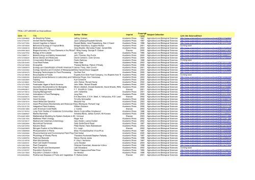 TRIAL LIST eBOOKS on ScienceDirect ISBN - 13 Title Author / Editor ...