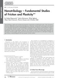 Nanotribology Fundamental Studies of Friction and Plasticity