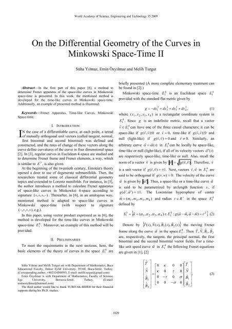 On the Differential Geometry of the Curves in Minkowski Space-Time II
