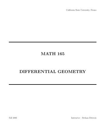 MATH 165 : Differential Geometry (Fall 2003)