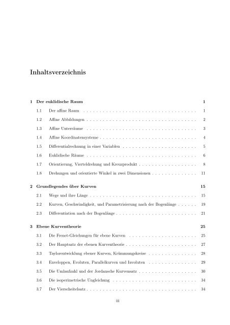 Kurven und Flächen Sebastian Klein - Lehrstuhl für Mathematik III