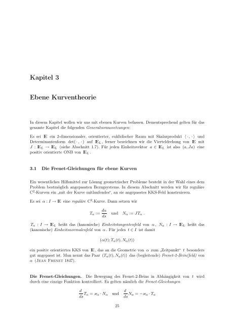 Kurven und Flächen Sebastian Klein - Lehrstuhl für Mathematik III