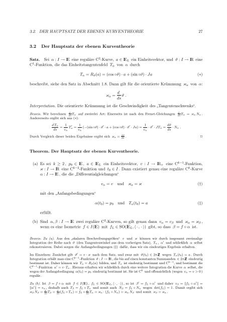 Kurven und Flächen Sebastian Klein - Lehrstuhl für Mathematik III