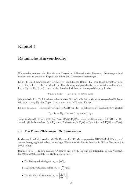 Kurven und Flächen Sebastian Klein - Lehrstuhl für Mathematik III