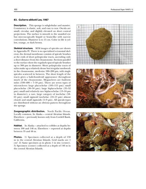 A guide to the deep-water sponges of - NMFS Scientific Publications ...