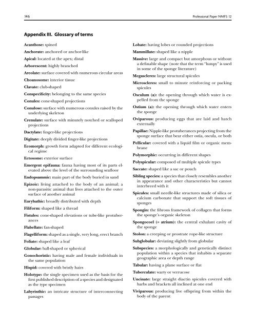 A guide to the deep-water sponges of - NMFS Scientific Publications ...