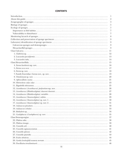 A guide to the deep-water sponges of - NMFS Scientific Publications ...