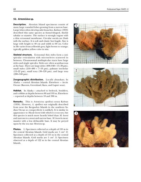 A guide to the deep-water sponges of - NMFS Scientific Publications ...