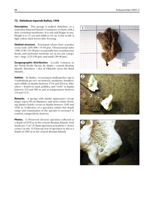 A guide to the deep-water sponges of - NMFS Scientific Publications ...