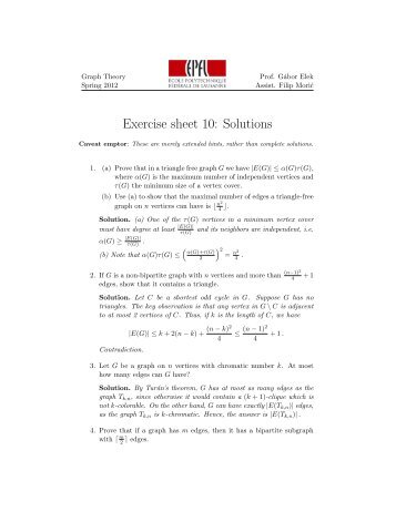 Exercise sheet 10: Solutions
