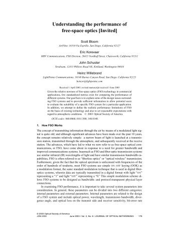 Understanding the performance of free-space optics ... - by LightPointe