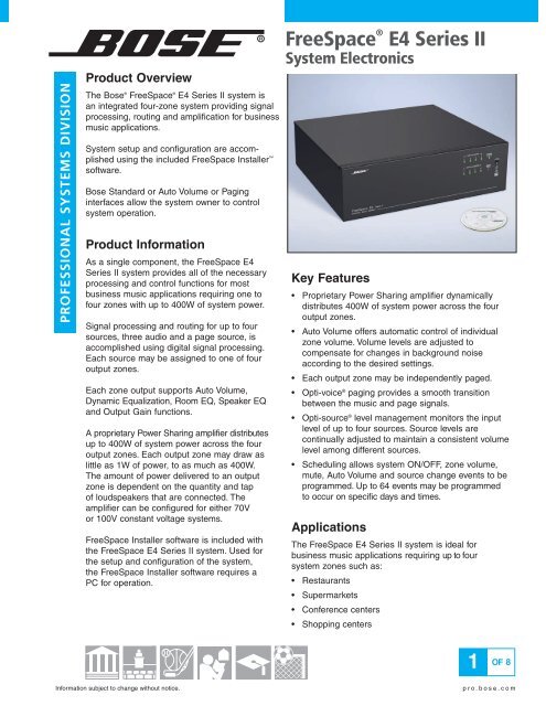 スピーカー・ウーファー Bose FreeSpase E4 Series II スピーカー・ウーファー Bose FreeSpase E4 Series II Bose