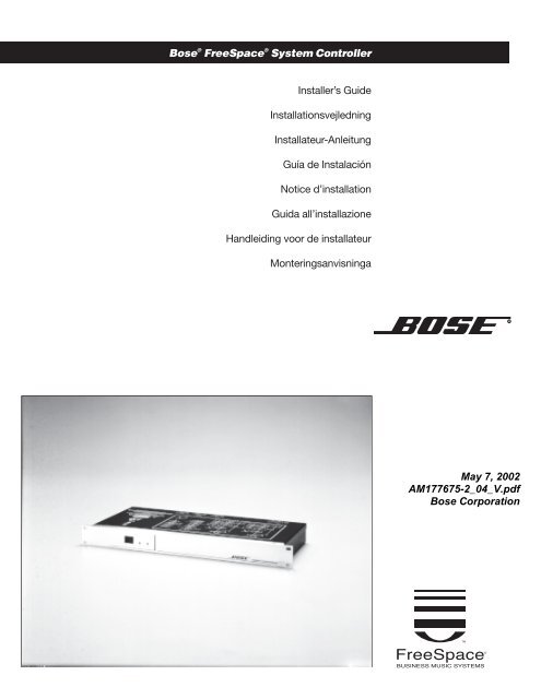 Bose FreeSpace System Controller - Installer's Guide