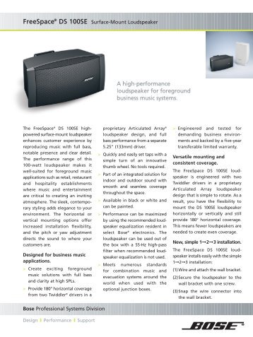 FreeSpace DS 100SE Technical Data Sheet - Special-Elektronik AB