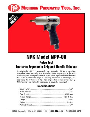 NPK Specs4 - Michigan Pneumatic Tool, Inc.