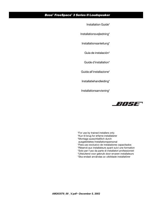 Bose FreeSpace 3 Series II Loudspeaker - Installation Guide