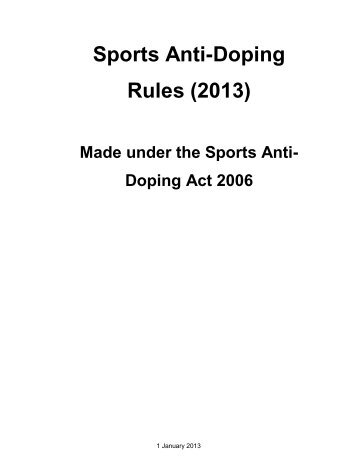 Sports Anti-Doping Rules (2013) - Drug Free Sport NZ