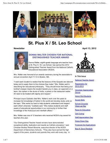 April 13, 2012 Newsletter.pdf - St. Pius X / St. Leo School