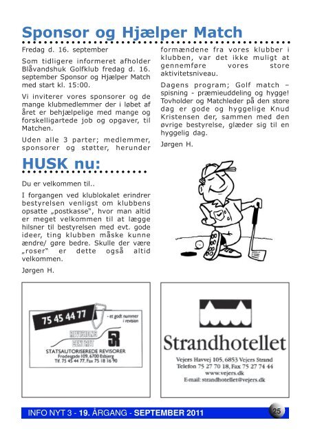 Info Nyt 3 2011 - Blåvandshuk Golfklub