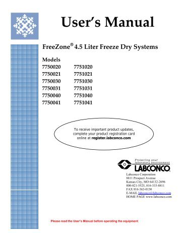 FreeZone 4.5 Liter Freeze Dry Systems User's Manual - Toolik Field ...