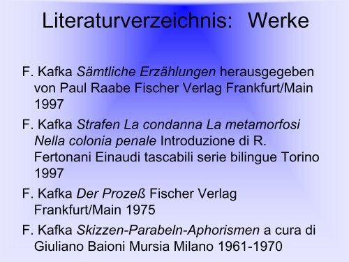 FRANZ KAFKA DIE VERWANDLUNG - Liceo Quadri