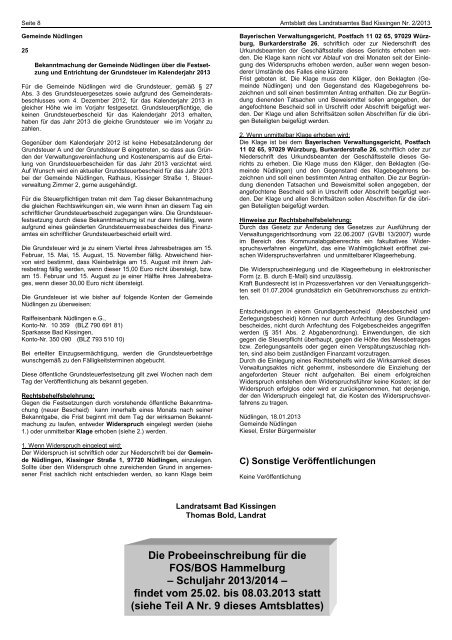 Amtsblatt Nr. 2 vom 26.01.2013 - Landkreis Bad Kissingen