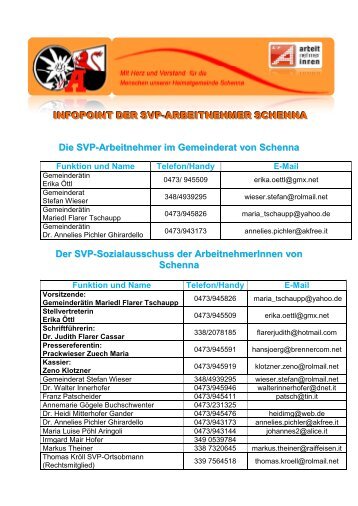 Infopoint der SVP Arbeitnehmer Schenna - ArbeitnehmerInnen in ...