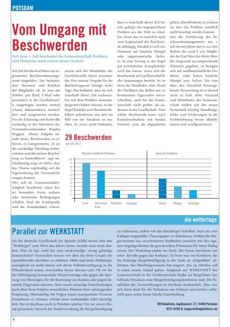 KM Magazin 5/2011 - Wohnungsgenossenschaft "Karl Marx ...