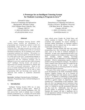 A Prototype for an Intelligent Tutoring System - Department of ...