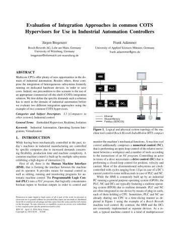 Evaluation of Integration Approaches in common COTS Hypervisors ...