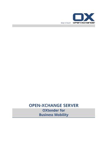 OXtender for Business Mobility - Open-Xchange Software Directory