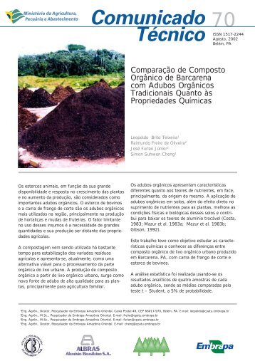 Comparação de Composto Orgânico de ... - Ainfo - Embrapa