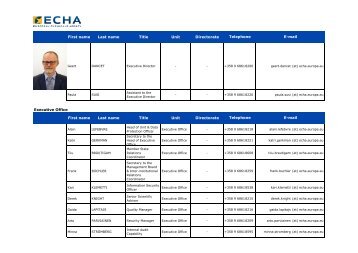 ECHA Staff Directory - ECHA - Europa