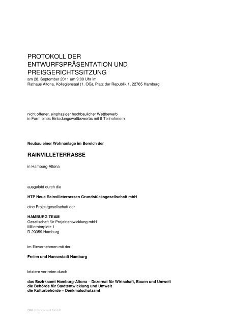 protokoll der entwurfspräsentation und ... - D&K drost consult