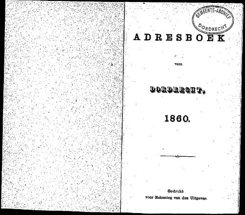 ADRESBOEK 1860. - Archieven.nl