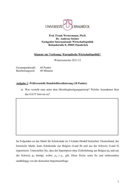 1 Prof. Frank Westermann, Ph.D. Dr. Andreas Steiner Fachgebiet ...