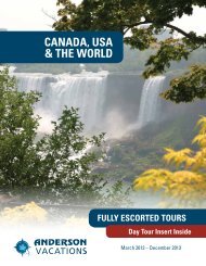 Canada, Usa & The World Fully Escorted Tours - Anderson Vacations