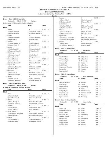 Canton High School - NY Hy-Tek's MEET MANAGER 11:21 AM 2/6 ...