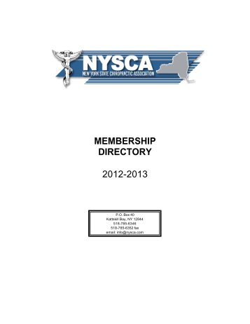 membership directory 2012-2013 - New York State Chiropractic ...