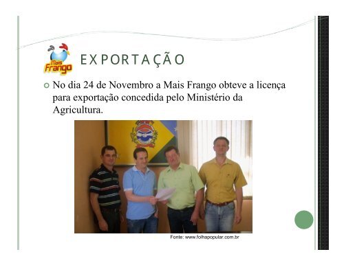 mais frango no mercado externo - Ministério da Agricultura ...