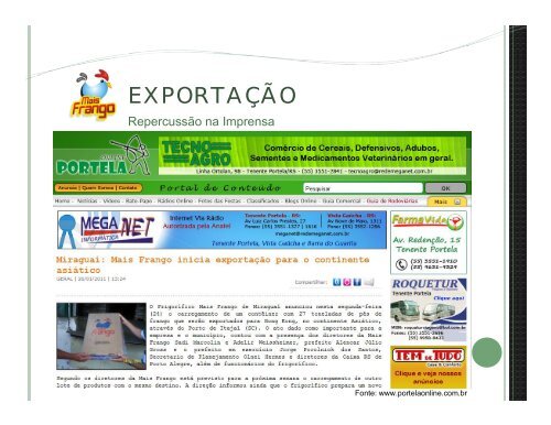 mais frango no mercado externo - Ministério da Agricultura ...