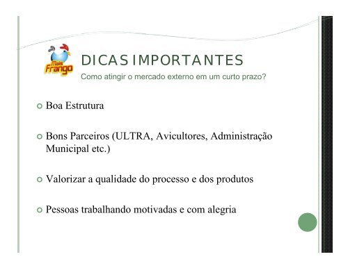 mais frango no mercado externo - Ministério da Agricultura ...