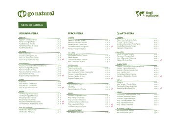 segunda-feira terça-feira quarta-feira menu go natural