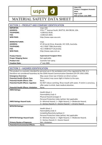 MATERIAL SAFETY DATA SHEET - Ed Wyse Beauty Supply